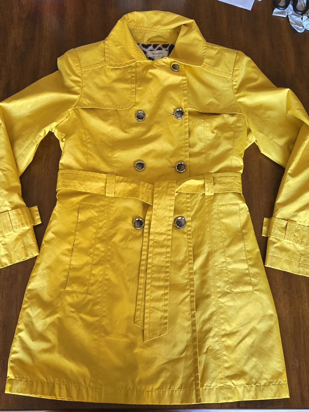 Bright Yellow Double-Breasted Trench Coat